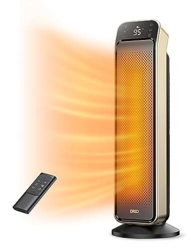 DREO Space Heater Indoor, 25" 11.5ft/s Fast Portable Room Heater with Remote and Thermostat, 3 Modes, Overheating & Tip-Over Protection, Electric Heaters for Indoor Use Large Room, Bedroom, Gold