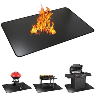 Vsvgmoq 60 x 40 Inches Under Grill Mats for Outdoor Grill, Double-Sided Fireproof, Oil/Waterproof, Heat Resistant Grilling Mat, Fire Pit/Fireplace, Portable BBQ Protector for Decks, Lawns and Patios