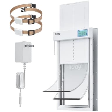 Automatic Dog Door with Collar Sensor, Up to 200 lbs, Electronic Extra Large Dog Door for Exterior Door with Mains-Powered, Timing Function, Anti-Pinch- XL