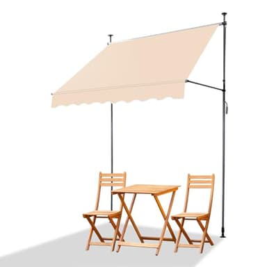 VINGLI Manual Retractable Awnings for Patio, 78"x118" Patio Awning Window Awning Exterior Adjustable Door Canopy with UV Protection for Backyard, Garden, Balcony (Beige, 47" roll Out)