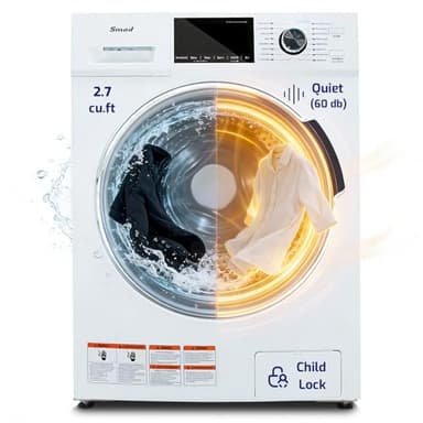 2-in-1 Front Load Washer and Dryer Combo 24", 2.7 Cu. Ft. All-in-one Washer Dryer Ventless for Apartment, Dorm, RV, 16 Cycles, Compact Space Saver