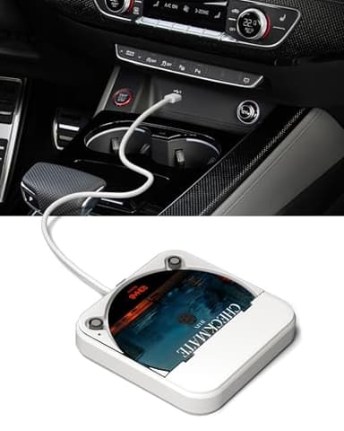 ENVYCLOUD Portable Car CD Player with USB/AUX Port,External CD Player Compatible with Car Radio Stereo, Laptop, TV, Computer,Universal for Vehicle, White