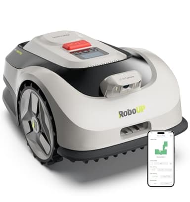 RoboUP Raccoon 2 SE Robotic Lawnmower for 0.15 Acre, Wire Free Robot Mower with AI Obstacle Avoidance, APP-Free One-Button Operation, 1.18"-3.15" Adjustable Height, Low Noise, Ideal for Small Lawns