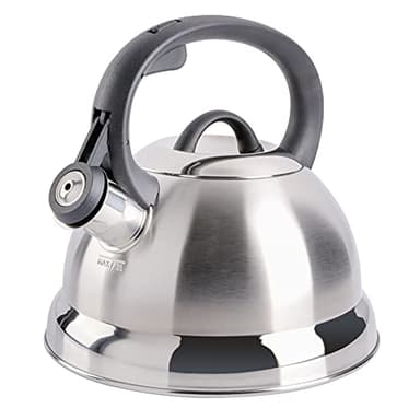 Mr. Coffee Flintshire 1.75-Quart Stainless Steel Whistling Tea Kettle – Brushed Satin Finish Stove-Top Kettle for Boiling Water