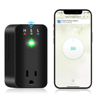 Power Failure Alarm, WiFi Power Outage Alarm with App Notifications & Voltage Detection, Outlet Power Loss Alarm with 110dB Adjustable LED Indicator, Power Monitor for GFCI Trips, Freezer, Sump Pump