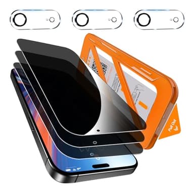 [1-Second Auto-Install] QHOHQ 3 Pack Privacy Screen Protector for iPhone Air+3 Pack Camera Lens Protector,25° Anti Spy Tempered Glass for iPhone 17 Air,[12FT Military Grade Shatterproof],Case Friendly