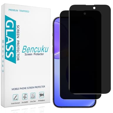 Bencuku (2 Pack Privacy Screen Protector for iPhone 16 Anti Spy Tempered Glass, Anti Scratch, Bubble Free, Case Friendly