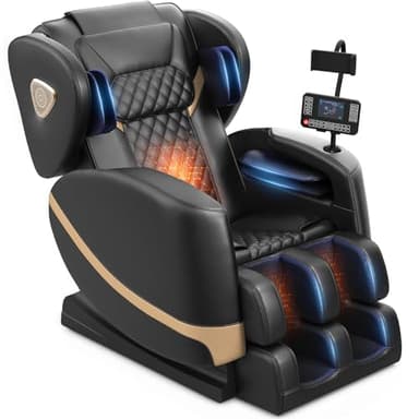 FURNIMAT 2026 Massage Chair Full Body, Zero Gravity Massage Chair with 10 Fix Rollers, Airbags, Heating, Foot Massage, Auto Modes, Bluetooth Speaker, Smart Screen Controller(Classic Black)