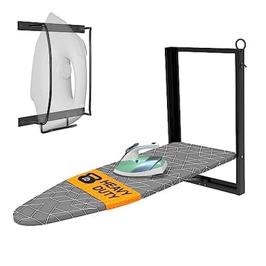 Xabitat Wall Mounted Ironing Board with Iron Holder, 36.2" X 12.2" Compact Mount Fold Down Ironing Board for Small Spaces, Space Saving with Cotton Fabric Cover, Black and Grey