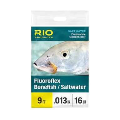 RIO PRODUCTS Fluoroflex Bonefish Saltwater Leader, 100% Fluorocarbon Leader for Saltwater Fly Fishing, Abrasion Resistant, Pre-Tied Loop, 16lb (8kg)