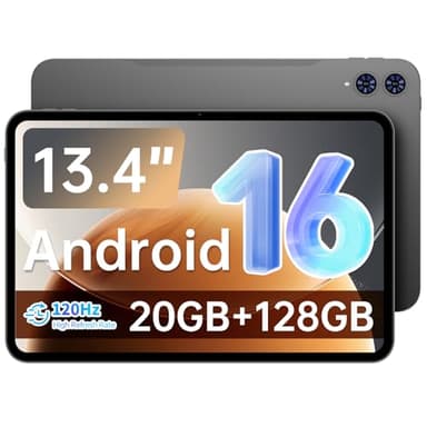 TECLAST Android 16 T65 13.4 inch Large Tablet, 20GB+128GB,120Hz 1920x1200 IPS Display,2.2Ghz Octa-Core Processor,10H 8000mAh Battery, 2.4GHz+5GHz WiFi,4G LTE,GPS, 3.5mm Headphone Jack for Music Lovers