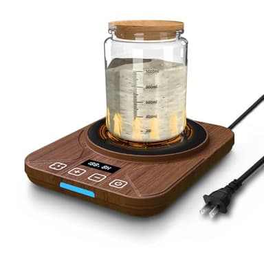 Sourdough Starter Warmer Mat - 24H Timer - Precise 1°F Thermostat Control (70-100°F) - Smart Memory Warming On/Off - Fits Jars Up to 40oz - Perfect for Home Baking (Burnt Umber)