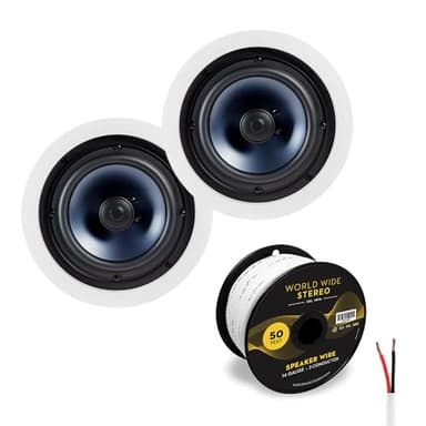 Polk Audio RC80i 8 Inch in Ceiling 2 Way Speakers Cable Bundle (Pair)