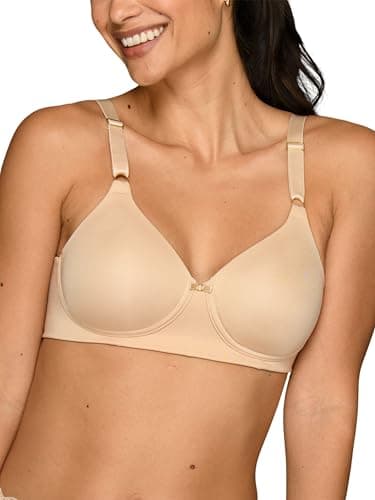Vanity Fair Womens Full Coverage Beauty Back Smoothing Bra, 4-way Stretch Fabric, Lightly Lined Cups Up To Dd Bra, Wireless - Beige, 36B US