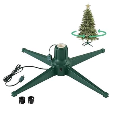Home Heritage 360° Rotating Christmas Tree Stand – Green Sturdy Metal Base for Trees up to 7.5ft Tall – Holiday Decor Accessory