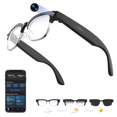 AI Smart Glasses with 4K Camera, 8MPW Anti-Shake Bluetooth Camera Glasses, 1080P Video Recording Dual Mic Noise Reduction, Real Time Translation&Simultaneous Interpretation, 290mAh Capacity(W630)