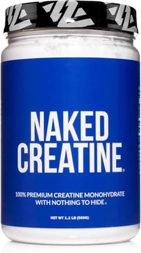 NAKED Pure Micronized Creatine Monohydrate Powder - Unflavored, 500g, 1.1lb Bulk - Vegan, Non-GMO, Gluten-Free, Soy-Free, No Fillers, Supports Muscle Growth & Strength - 100 Servings