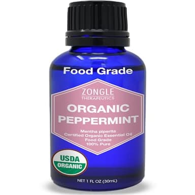 Organic, Peppermint Oil, Food Grade, Edible, for Digestion, IBS, Hair – 100% Pure, Peppermint Essential Oil, Mint Oil, Safe for Ingestion, by Zongle Therapeutics, 1 OZ
