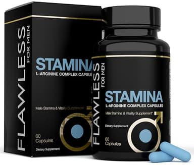 FLAWLESS FOR MEN Stamina | Extra Firm Hard On Pills | Fast Acting L-Arginine, L -Citrulline & Nitric Oxide Supplement for Men | Promotes Male Vitality, Blood Flow and Endurance | 60 Capsules