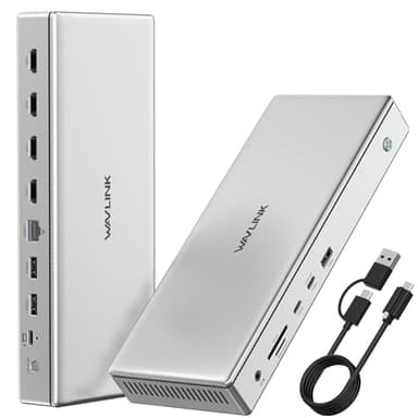 WAVLINK Pro Docking Station 4 Monitors | Quad 4K Displays for Mac & Windows | Displaylink Dock with 4X HDMI, PD 100W, 2.5G Ethernet, 10G USB-A/USB-C, SD/TF 4.0, Audio | Driver Required DL7400.