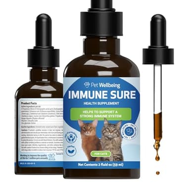 Pet Wellbeing Immune Sure for Cats - Supports Normal Immune Defenses, Gut Flora Balance, Andrographis, Echinacea, Vitamin C, Zinc - Veterinarian-Formulated Herbal Supplement 2 fl oz (59 ml)