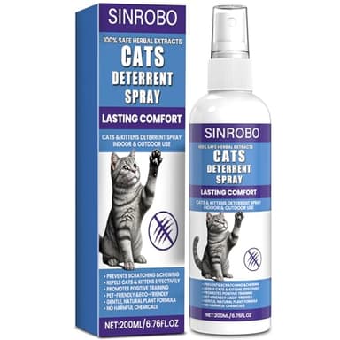 SINROBO Cat Deterrent Spray - Natural Cat Repellent Spray for Furniture, Safe Indoor & Outdoor Training Aid for Urine Marking & Anti-Scratch (1 Pcs)