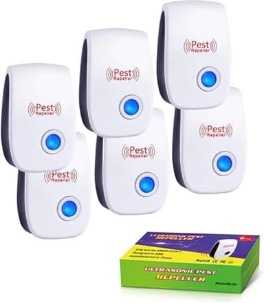 Ultrasonic Pest Repeller & Insect Indoor Repeller,Ultrasonic and Repellent for Roach,Rodent,Mouse,Bugs,Mosquito,Mice,Spider,Ant,6 Packs