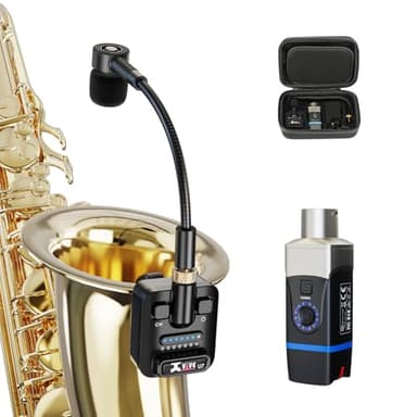 Xvive U7 Saxophone Microphone Wireless System, Wireless Microphone for Saxophones, Trumpet, Trombone Brass Instruments, 2.4 GHz,with Case