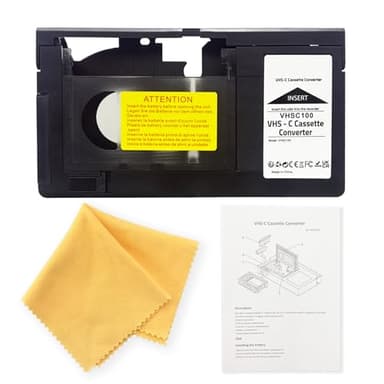 Motorized VHS-C to VHS Cassette Adapter - Ideal for VCR Player, VHS Tape for Camcorder to Digital Converting（Not Compatible with 8mm/Minidv/Hi8） with Yellow Lens Clean Cloth
