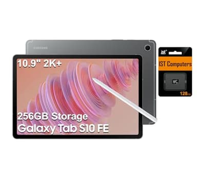 Samsung Galaxy Tab S10 FE Android Tablet (10.9" 2K+ Touchscreen, 8-Core, 8GB RAM, 256GB Storage (128GB+128GB SD Card)), S Pen, Long Battery Life, Dual Cameras, Lightweight, Gray, NA Version, SM-X520