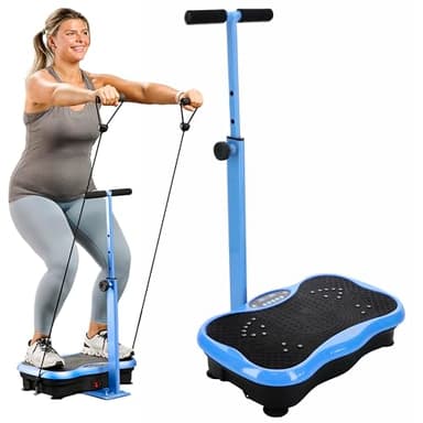 Lifepro TrimLite Vibration Plate Exercise Machine with Handlebars – Whole Body Vibration Platform for Lymphatic Drainage & Weight Loss – 99 Speed Levels, Bluetooth Speaker, Resistance Bands & Remote