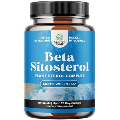 Natures Craft Plant Sterols Complex with Beta Sitosterol - 500mg Beta-Sitosterol Sterols and Stanols Supplement for Prostate Support - Prostate Health Supplement for Men - 90 Tablets