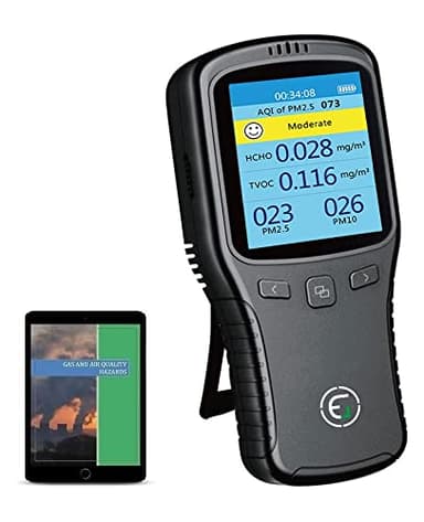 EG Air Quality Monitor, Formaldehyde Detector, Pollution Meter, Sensor, Tester; Detect & Test Indoor Pollution, TVOC Volatile Organic Compound Gas, PM2.5 2.5 Micron Particulate Matter Dust; eBook