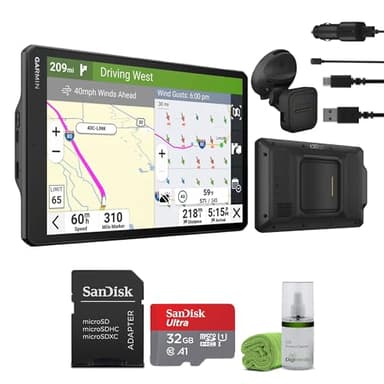 Garmin Dezl OTR1020 GPS Truck Navigator 10" Extra-Large Display Touchscreen, Commercial GPS Navigation for Semi Trucker Driver Bundle with 32GB SD Memory Card + LCD Cleaning Kit