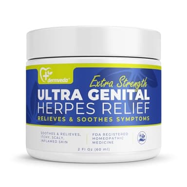 Dermveda Ultra Genital Herpes Relief Cream, Soothing Symptom Relief, Itchy and Inflamed Skin, Fast-Acting Genital Herpes Outbreak Relief