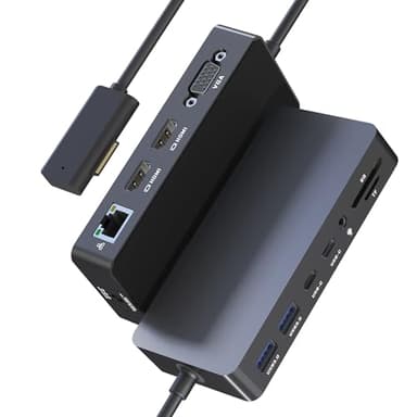 Surface Docking Station, Triple Display Dual 4K HDMI & VGA, 12-in-1 Surface Pro Dock for Microsoft Surface Pro 11/10/9/8/7/6/5/4/3, Surface Laptop 7/6/5/4, Surface Go/Book/Laptop Go