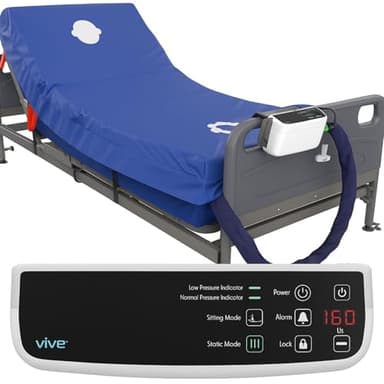 Vive 8" Alternating Pressure Mattress - Low Air Loss Hospital Replacement Mattress - Medical Bed Topper for Pressure Ulcers and Bed Sores - Variable, Inflatable Pressure Pump System