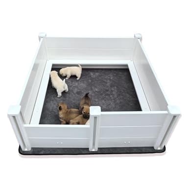 Whelping Box for Dogs,48 * 48 * 18in,with Pig Rails and Washable Pee Pad,for Small and Large Breed Puppies (Whelping Box with Pad)
