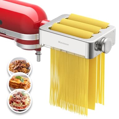All Metal Pasta Attachment 3 In 1 Set For Kitchenaid Stand Mixer, Included Pasta Sheet Roller, Spaghetti Cutter, Fettuccine Cutter Maker Accessories And Cleaning Brush