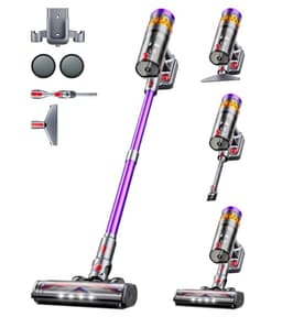 VIAFLY Cordless Vacuum Cleaner, 550W 48Kpa 70 Mins Vacuum Cleaners for Home, Self-Standing Stick Vacuum with Touch Screen, Wall Dock, Anti-Tangle Rechargeable Vacuum for Pet Hair Carpet Hardwood Floor