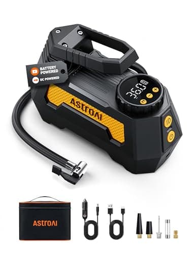 AstroAI H2 Pro Cordless Tire Inflator Portable Air Compressor Fully Upgraded Tire Inflator with DC 12V & Battery Dual Power Supplies Fast Inflation Air Pump for Car Tires Motorcycles Yellow
