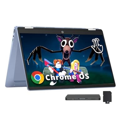 HP Chromebook x360 14" HD Touchscreen Laptop, Intel N200 Processor, 4GB RAM, 288GB Storage(128GB SSD+160GB Docking Station Set), Intel UHD Graphics, Webcam, Bluetooth, Wi-Fi 6, Chrome OS, Blue