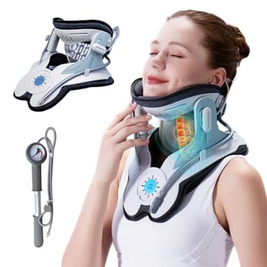 ALPHAY Cervical Traction Device, Neck Stretcher for Cervical Pain Relief, Air Pump Neck Brace with 3 Power Traction and 8 Airbag Support, Neck Decompression and Neck Tension Relief