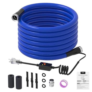 TORVA 25FT Heated Water Hose for RV, NSF Certified Lead & BPA Free Drinking Water Hose, 5/8" ID Electrically Heated Garden Hose with Insulating Sponge for Camper, Motorhome, Trailer, Water Supply