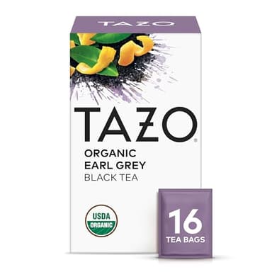 TAZO Organic Earl Grey Tea Bags, Black tea with Caffeine, 16 Total Tea Bags