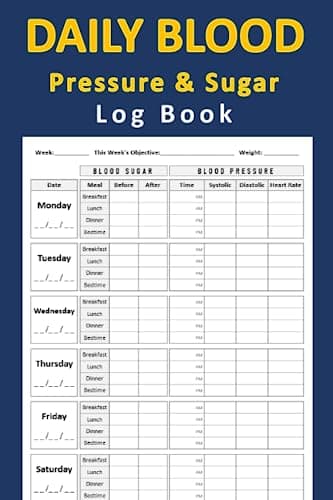 Daily Blood Pressure and Blood Sugar Log Book: 2 in 1 Diabetes and Blood Pressure Log Book | Glucose and Blood Pressure Record Book 4 Times per Day | ... Monitor Blood Sugar and Blood Pressure levels