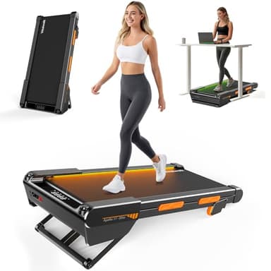 Vitalwalk Walking Pad Treadmill with Incline, 43"x18" Wide Full Deck, Auto Incline, Portable Under Desk Treadmills for Home Office, Vertical Store Space-Saving, Heavy Duty, APP, Apollo 11 Elite Black