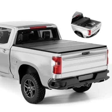 Tono King FRP Hard Folding Truck Bed Tonneau Cover Compatible with 2007-2026 Chevy Silverado/GMC Sierra 1500 5' 8" Bed (69.6"), Tri Fold Style