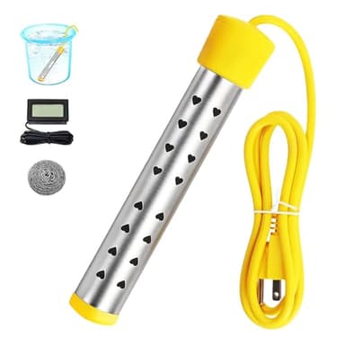 Immersion Water Heater Electric, Portable Bucket Heater with 304 Stainless Steel,Submersible Water Heater Heats up 5 Gallons of Water in Minutes for Home, Camping, and Outdoor Use