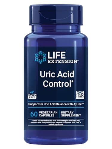 Life Extension Uric Acid Control, Promotes Healthy uric Acid Balance, Joint Health, discomfort Relief, Gluten Free, Non-GMO, Vegetarian, 60 Capsules